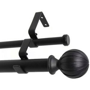 Urbanest Fluted Ball Manhattan 1-inch 5-8 inch Double Drapery Curtain Window Rod Set - 1 of 4