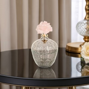 Glass and Stone Glam Jar with Decorative Lid - Modern Sculpted Design for Casual Home or Office Decor - Clear - 1 of 4