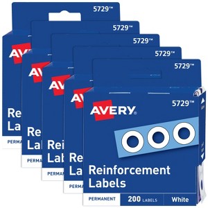 Avery Hole Reinforcements, White, 400 Labels, (5 Pack of 5729) - 1 of 2