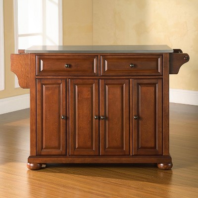Classic Cherry Alexandria Kitchen Island with Stainless Steel Top