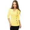 Allegra K Women's Cowl Neck Long Sleeves Buttons Decor Solid Ruched Top - 2 of 4