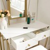 FONTOI 19"W Vanity Table Set with Mirror and Stool Multiple Drawers for Girls Women Bedroom Dressing Room, White Gold, 35.04"*19.09"*10.43" - 2 of 4