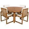 Acacia Wood Outdoor Dining Set - Patio Furniture Set with 4 Armchairs, Table & Umbrella Hole, Beige Cushion-- Frevyn - 4 of 4