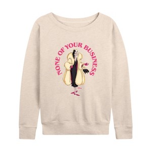Women's - Disney Villains - None Of Ur Business Lightweight French Terry Wide Neck Long Sleeve Shirt - 1 of 4