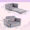 Angel Sar Glow in The Dark Kids Sofa Bed, Grey Blue Ball Pattern Foldable All Sponge Chaise Lounge, Flannel Convertible Bed for Children - 4 of 4