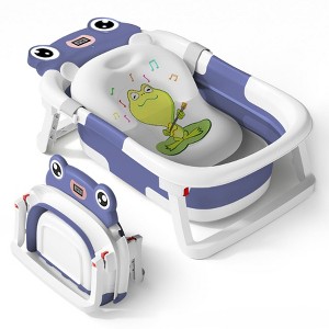 BabyBond Collapsible Baby Bathtub for Infants and Toddlers with Thermometer& 1 Soft Floating Cushion Portable Travel Baby Tub - 1 of 3