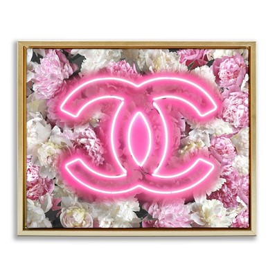 Stupell Industries Pink Neon Glam Flowers, 31" x 25"