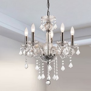 Maxax 25.6" 5-Light Crystal Chandelier, Contemporary Ceiling Lighting for Sloped Ceilings, Dining Room Bedroom - 1 of 4