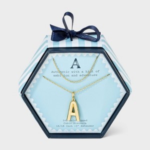 14K Gold Dipped Cubic Zirconia Duo Initial Multi-Strand Necklace - A New Day™ Gold - 1 of 4