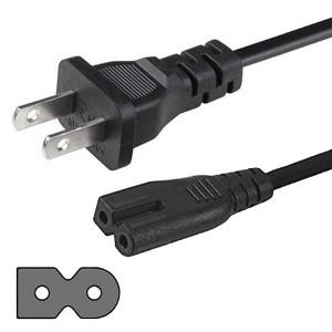 SatelliteSale 18AWG 2-Prong to Square/Round Connector AC Universal Replacement Power Cable Universal Wire PVC Black Cord - 1 of 4