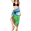 LA LEELA Women's Summer Beach Bikini Wraps Sarong Cover up Wrap Skirt Swimsuit Swimwear Bathing Suit Cover Ups for Womens One Size Blue, Tree - 2 of 4