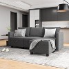 Grey L-Shape Sectional Sofa - 3-seater with ottoman, under-seat storage & chenille fabric. Perfect for living room. - 3 of 4