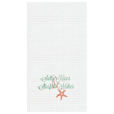 C&F Home Salty Kisses & Starfish Wishes Waffle Weave Cotton Kitchen Towel