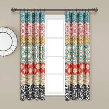 Set of 2 Bohemian Striped Light Filtering Window Curtain Panels - Lush Décor