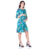 24seven Comfort Apparel Floral Maternity Elbow Sleeve Ruched Knee Length Dress - 2 of 4