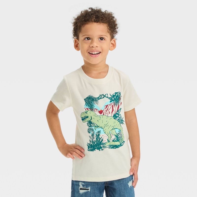 Toddler Boys&#39; Short Sleeve Graphic T-Shirt - Cat &#38; Jack&#8482; Cream, 1 of 5