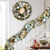 Pre-Lit Artificial Christmas Wreath, Xmas Decorated with Silver White Ball Ornaments Pine Cones, Ribbon Bow, Outdoor Lighted Christmas Wreath - 2 of 4