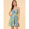 Allegra K Women's Floral Ruffle Bow Knot Lemon Spaghetti Strap Mini Sundress - 3 of 4