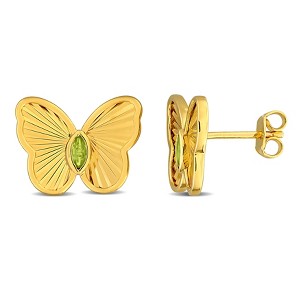 EVERLY JEWELRY | Yellow Plated Sterling Silver 1/5 CT TGW Peridot Fashion Post Earrings - 1 of 4
