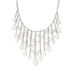 Ross-Simons 5.5-10.5mm Cultured Pearl Fringe Necklace in Sterling Silver Size 18 - 1 of 4