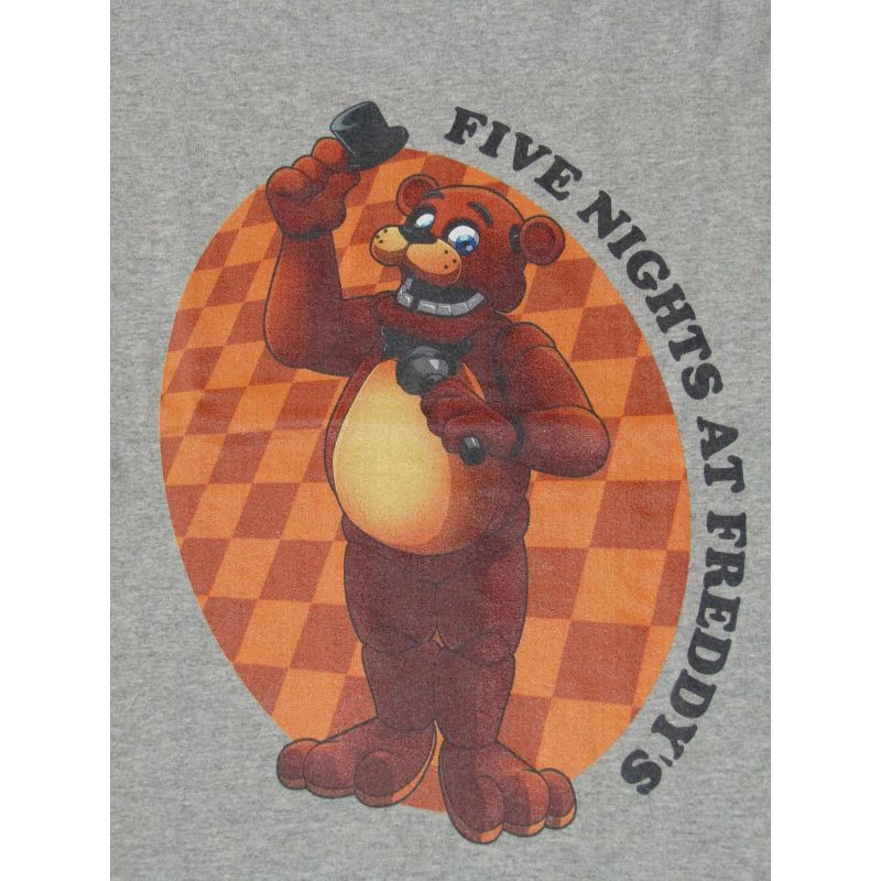 Five Nights at Freddy's Freddy Doffing His Hat Youth Athletic Heather Gray Tee, 2 of 3
