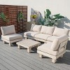 Moda Furnishings 5-Person Outdoor Patio Aluminum Wood Grain Sectional Seating Group With Beige Cushions - 2 of 4