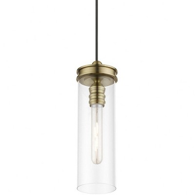 Antique Brass Mini Pendant with Clear Glass Shade