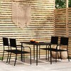 vidaXL Garden Dining Set Black PE Rattan, Powder-Coated Steel, Glass - 55.1" Table Length Black 4-Piece - 2 of 4