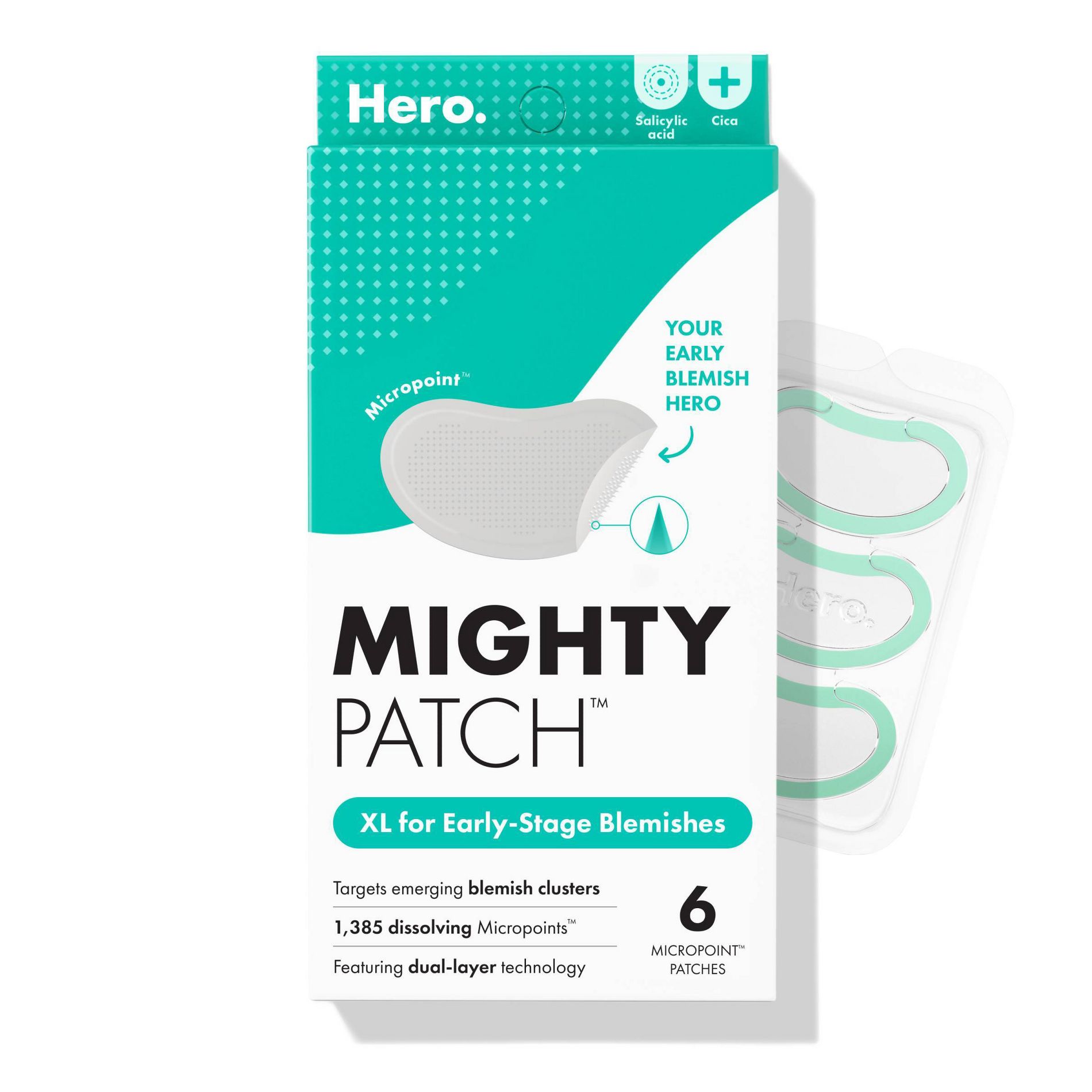 Hero Cosmetics Micropoint Surface Mighty Patch for Blemish - 6ct: Exfoliating, Contains Tea Tree Oil, Normal Skin
