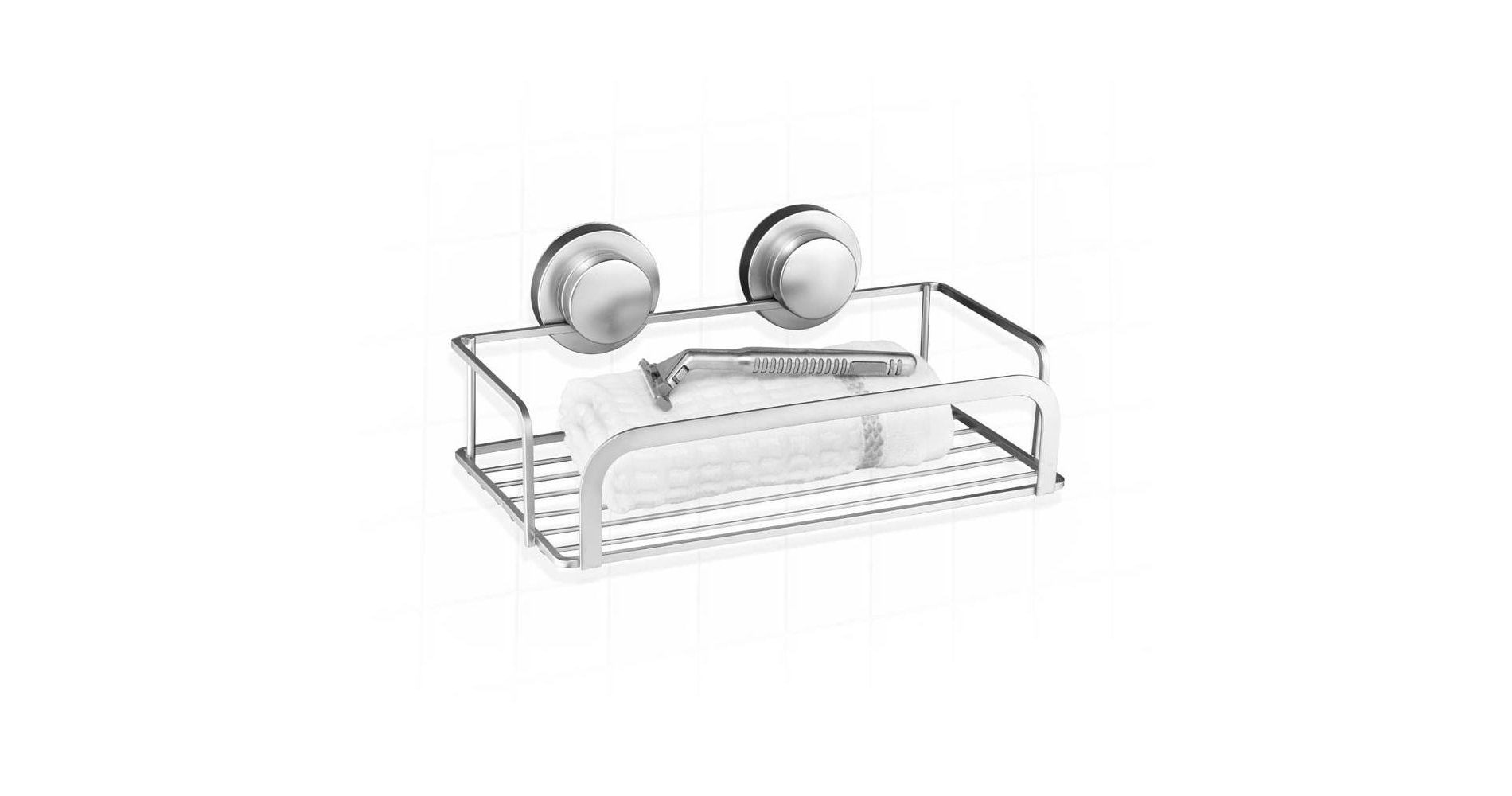 Popular Bath Popular Home Rectangular Shelf with Suction Metal Nickel Finish