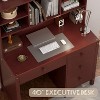 PAGED Office Desk with Upholstered Chair, Vintage Computer Desk with Bookshelf, Writing Desk with Four Drawers for Study, Home Office - 2 of 4