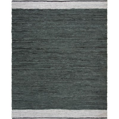 Gray Cotton and Cowhide 8' x 10' Handmade Reversible Area Rug