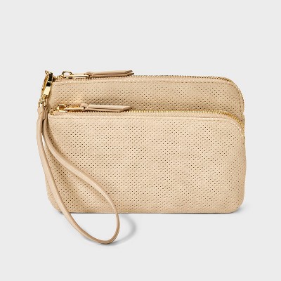 Double Zip Pouch Wristlet - Universal Thread™ Taupe : Target