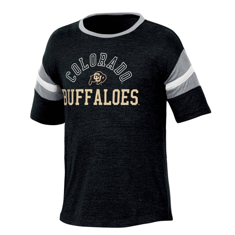 NCAA Colorado Buffaloes Girls&#39; Short Sleeve Striped Shirt, 1 of 4