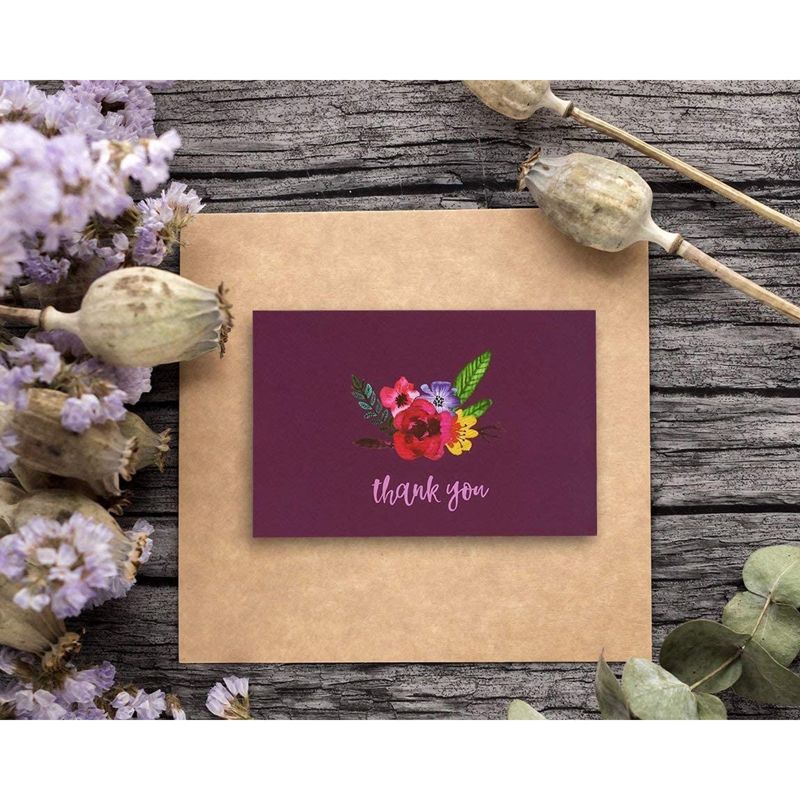 Best Paper Greetings 48 Pack Thank You Cards Set with Envelopes for Wedding, Baby Shower, Watercolor Flower, 4 x 6 in, 2 of 7