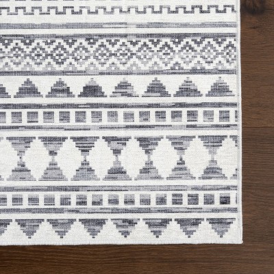 Juni Gray Synthetic 4' x 6' Machine Washable Area Rug