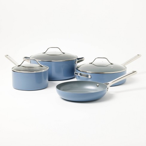 7pc Nonstick Ceramic Coated Aluminum Cookware Set Blue - Figmint