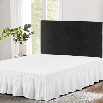 White Cotton Blend Queen Ruffled Bed Skirt with Split Corners