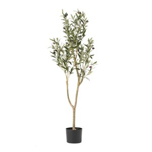 Syemin Artificial Plants Artificial Olive Tree Realistic Olive Branch Detail Rich Green Foliage Low Care for Living Room, Green, 49.5"*7"*7" - 1 of 4