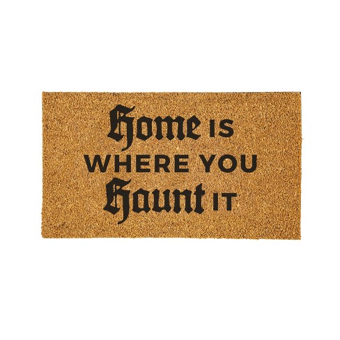 Evergreen 16 x 28 Inches Home is Where You Haunt It Door Mat | Non-Slip  Rubber Backing | Dirt catching Natural Coir | Indoor and Outdoor Home Decor