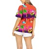 HAPPY BAY Women's Christmas Tree Vacation Holiday Party Beach Hawaiian Santa Claus Short Sleeve Blouse Xmas Gifts Shirt for Women - image 3 of 4