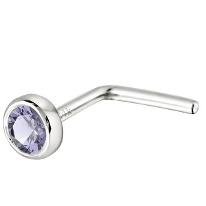 Jewelry Avalanche 22G 14K Gold Bezel-set Tanzanite L-shape Nose Stud - 1 of 1