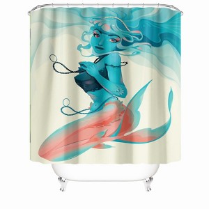 Red Tail Mermaid Shower Curtains for Bathroom Waterproof Fabric Bath Curtain Durable Soft Stylish Bathroom Decor 72x72 Inch - 1 of 1