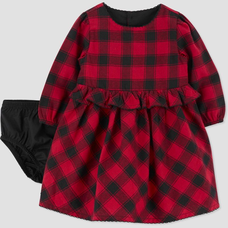 Carter&#39;s Just One You&#174; Baby Girls&#39; Long Sleeve Checkered Dress - Red/Black, 1 of 9