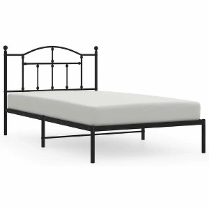 vidaXL Black Twin XL Metal Bed Frame with Headboard & Slats, No Mattress, Easy Assembly - 1 of 4