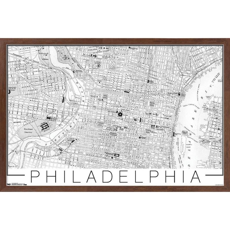 Trends International Philadelphia Map Framed Wall Poster Prints, 1 of 7