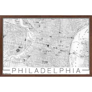 Trends International Philadelphia Map Framed Wall Poster Prints