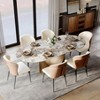 POVISON Modern Luxury Leather Dining Chairs Set of 2, Wingback Accent Chairs, Warm Beige & Brown - 2 of 4