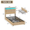 Boho Platform Bed Frame with Rattan Hidden Storage Headboard & 4 Drawers, Brown - 2 of 4