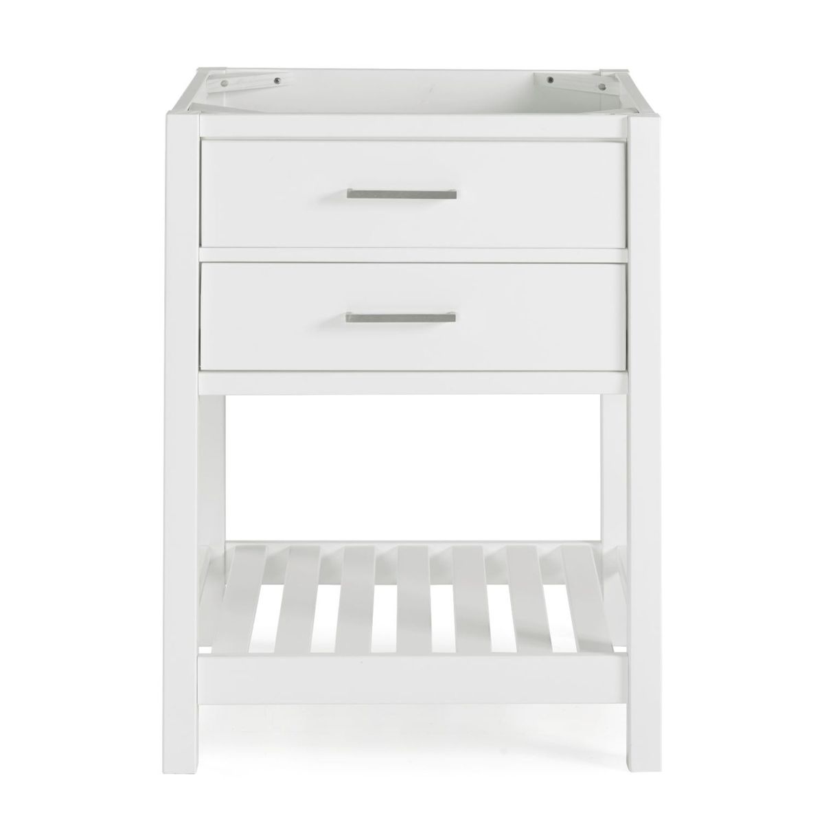 Alaterre Furniture Harrison 24 in. W Vanity Base Cabinet without Top, Bathroom Storage with Soft-Close Drawers, Solid Pine Wood Construction, White